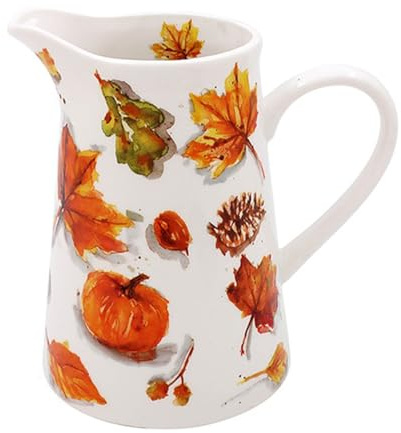 Ceramic Jug Water 500ml Juice Beverage Pitcher Autumn Fall Theme Leaf Nature