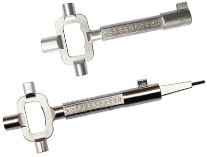 Hitopin 2 Piezas Llave de Construcción Universal, Llave de Arquitecto, Llave de Leva Cerrajero, Aleación De Zinc Llave de Arquitecto, para Medir Longitud de Cilindro/Sacacorcho/Apertura de Emergencia