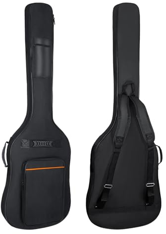 MUZNOTE Bass Guitar Case, Bass Guitar Gig Bag Backpack Padded Bass Guitar Bag Soft 0.35 inch Padding Lightweight Waterproof (Black)