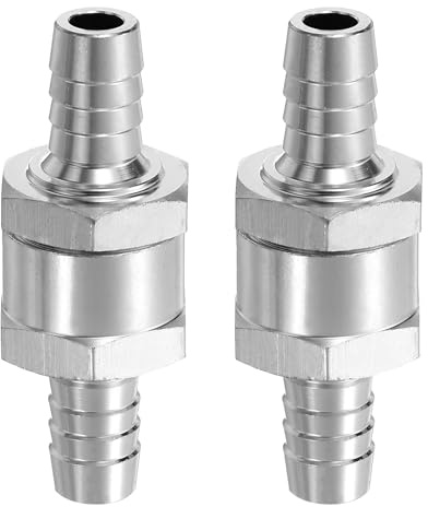 QUARKZMAN 2st icke-returventil 10mm (3/8), enkelriktningsventil i aluminiumlegering för bensin, diesel, gas, olja, luft, vatten, silverfärg