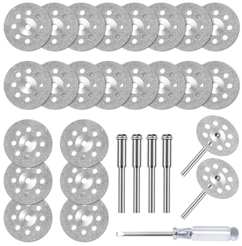 Flintronic Skärskivor för roterande verktyg, med 3 mm spindel, 29 st | HSS cirkelsågar blad, harts skärskivor för trä, plast, koppar, aluminium, skärning av sten, glas, keramik