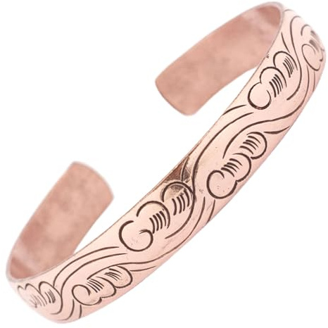 JUNKIRI Bracciale Buddista Unisex in Rame Puro Intagliato con decorazione Vento - Gioiello Tibetano Hippie Boho Fatto a Mano in Nepal