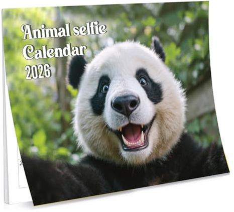 Funny Animal Selfies Calendar 2026 A4 12 Month to View Wall Calendar 2026 UK Perfect for Home, Office, School, Holidays and Planning Papa Prints