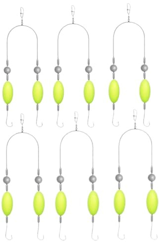 Luroad Set di 6 Ami da Pesca a Doppio Gancio, Misura 4, 6, 8, 10 Ami Anti-Groviglio, Pre-legati, Galleggianti da Pesca per Acqua Dolce e Salata (misura 4)
