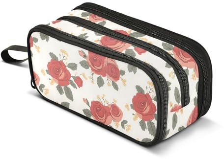 ALAZA Romantic Red Rose Pencil Case Large Pen Pouch Holder Stationery Bag for Girls Boys Adults School Office