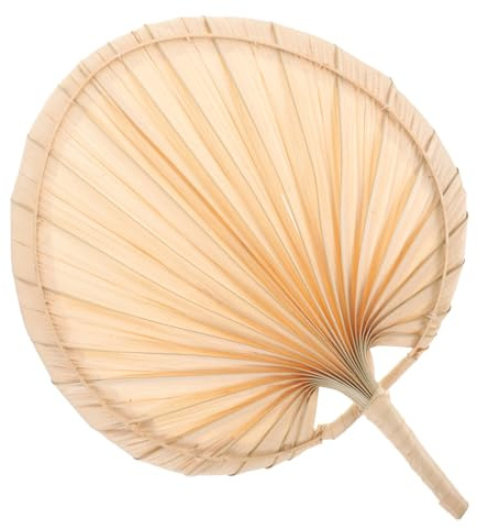 TOPPERFUN Abanico Natural Palma Portátil y Ligero Abanico Retro para Bodas Fiestas y Decoración de Mesa Fresco para Verano y Rústico Hogar
