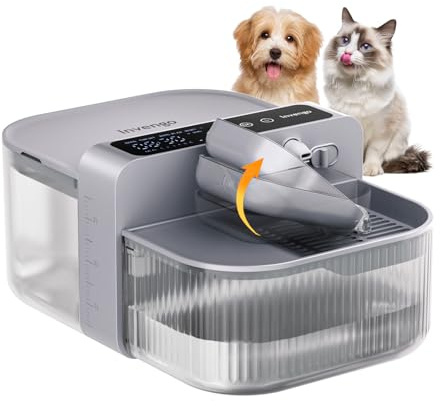Invengo Cat Water Fountain for Drinking, No Filter, Smart Wireless 3.5L/118oz Pet Fountain for Cats & Dogs, 304 Stainless Steel Bowl, Wastewater Separation, Auto Refill (Grey)