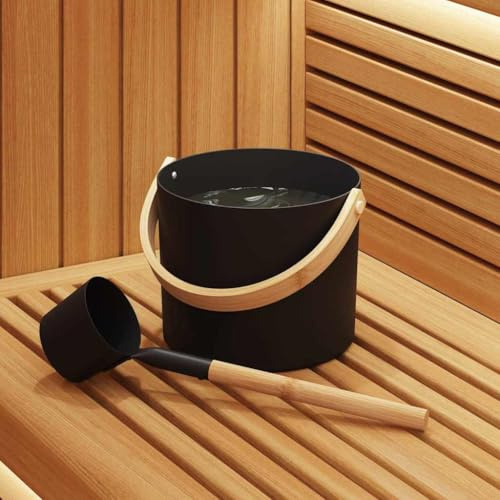 INLIFE Ensemble de Seau de Sauna 2 pcs Noir 8.5 x 8 x 4.5 cm Aluminium