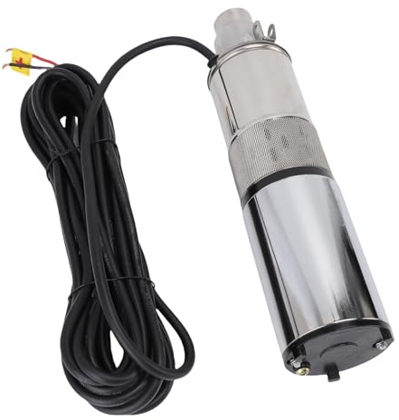 Zhjvihx Pompa Sommergibile Solare per Pozzi Profondi, Pompa Acqua in Acciaio Inossidabile 12V 220W 1.³ 1h Flusso di 30m con Cavo di Alimentazione da 10m, Pompe per Pozzi per Fornitura
