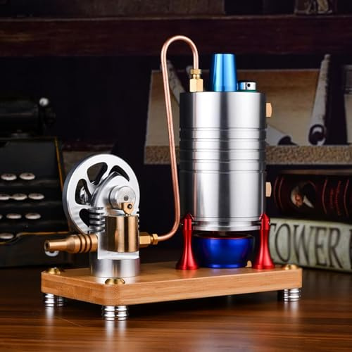 Kit mini motore a vapore in metallo, macchina verticale retrò interamente in metallo con base, capacità di 167 ml, ideale come regalo educativo per Natale e occasioni speciali.