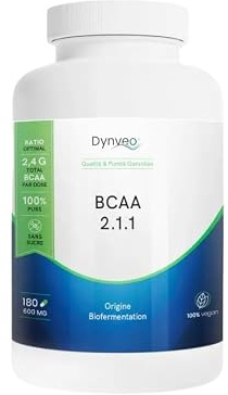 BCAA 2.1.1 - Leucine Isoleucine Valine - Soutien Masse Musculaire & Ossature - Biofermentation, Vegan, Antidopage AMA, Sans Additif - Poudre/Gélules - Dynveo