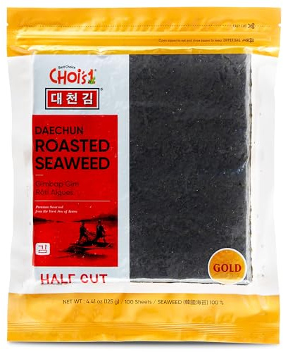 DAECHUN LAVER CO., LTD. Sushi Nori, refermable, Teneur en or, Produit de Corée 100 demi-feuilles