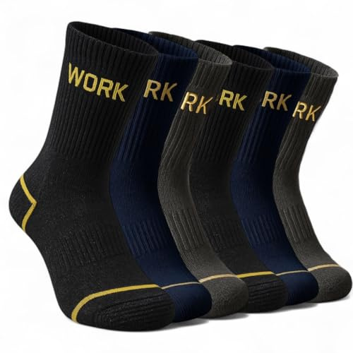 Lucchetti Socks Milano 6 Paires Chaussettes de Travail, Orteil et le Talon Renforcé,haute résistance (39-42, 6 PAIRE DARK)