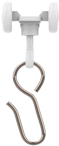 Room/Dividers/Now Curtain Track Hooks 20 Pack - Durable Ceiling Track Roller Hooks for Curtains - Smooth Glider Curtain Tracks Rollers for Dividers or Closet Use - White Plastic and Steel Construction