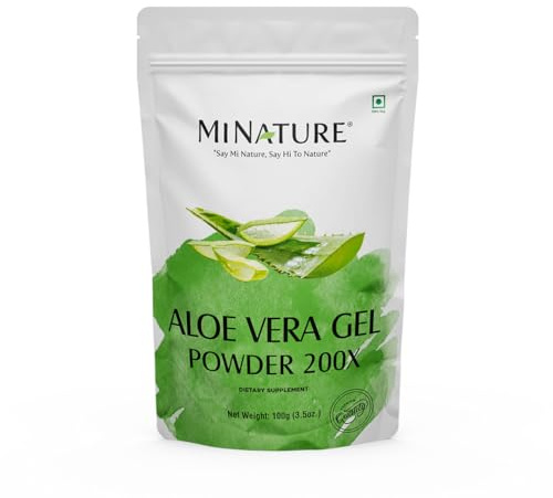 Aloe Vera Gel Powder 200x by mi Nature | Natural and Pure | Aloe Barbadensis | 100g (3.5oz) | Highly Concentrated (200x) | Digestive Support | Suitable for Cosmetic formulations