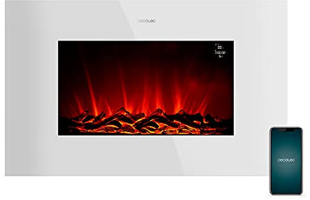 Cecotec Camino elettrico pronto caldo 3590 fiamme collegate bianco. 2000 W, dimensioni 35, WiFi, 2 livelli di potenza, telecomando, timer, 30 m2 05829