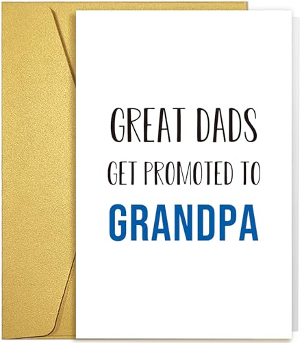 Qiliji New Grandpa Card Gift, Pregnancy Announcement Cards for Dad Father Card, First Grandpas Fathers Day Cards, New Grandchild Baby Reveal Cards, Great Dads Get Promoted to Grandpa