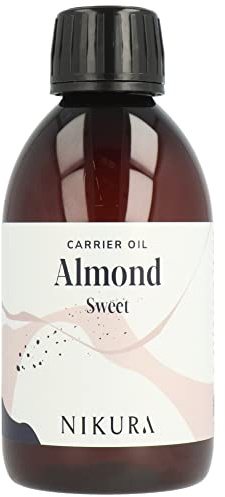 Nikura Sweet Almond Oil - 250ml | for Skin, Hair Growth, Face, Therapy, Body Oil, Scalp & Nails | for Essential Oils | Natural, Vegan & UK | BPA Free
