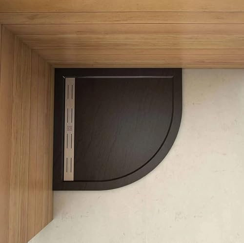 Aica Sanitär Duschtasse 90x90cm Für Walk in Dusche Duschabtrennung Duschkabine,Viertelkreis,schwarz mit Ablaufabdeckung,Ablaufgarnitur,Ablaufschlauch