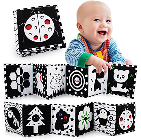 teytoy Baby Toys 0-6 Months, Black and White High Contrast Sensory Newborn Toys, Baby Soft Book for Early Education, Infant Tummy Time Toys, Baby Newborn Essentials Must Haves