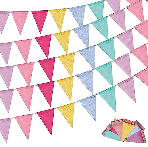 Wimpelkette, 5 Stück Wimpelkette Outdoor, Wimpel Girlande, Wimpelkette Kinderzimmer, wasserdichte Stoff Girlande Outdoor Banner Deko Party für Geburtstag Party Hochzeit Dekoration Indoor Outdoor
