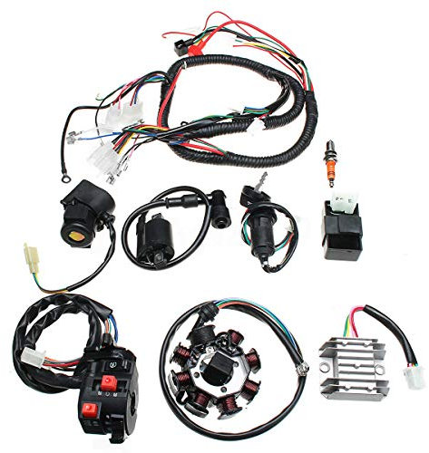 Riloer Kit complet de faisceau de câblage électrique avec stator CDI 3 trous pour ATV Quad 49 cc 150 cc 200 cc 250 cc