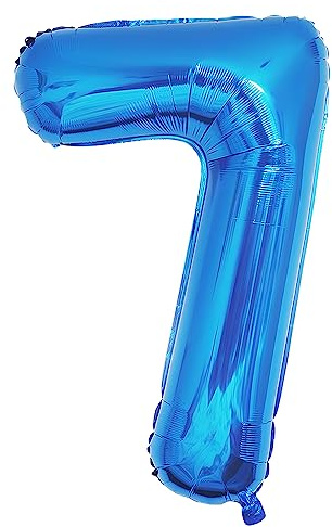 Ponmoo 40 inches Foil Balloons Numbers 7 Blue (101cm), Inflatable Helium or Air, Giant Balloon Number 0-9, 10-29, 30-100, Grand Balloons for Anniversary Wedding Birthday Party Decoration