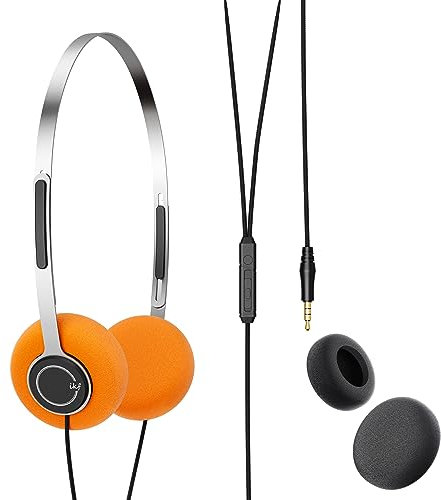 iKF Y3 Casque Audio Retro Vintage, Supra auriculaire Filaire avec Micro, léger et Confortable, Prise Jack 3,5 mm, Son HiFi, Design Ajustable, pour Ordinateur Portable/PC/téléphone