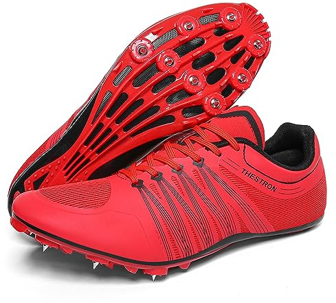 Zakey Track and Field Shoes Men Women Kids Spikes Sneakers Track Race Jumping Sneakers Girls Professional Running Nail Spikes Shoes Boy (6.5,Red)