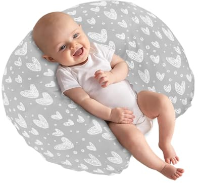 Coussin d'allaitement pour bébé 100 % coton - Housse de coussin d'allaitement douce lavable pour nouveau-né - Soutien dorsal