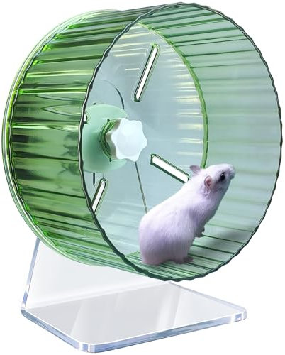 Hamsterrad,Silent Hamster Rad,Silent Wheel,Ruhiges Hamster Rad,Super-Silent Hamster Übungsrad,Einstellbarer Stand Silent Hamster Rad für Hamster,Mäuse,Kleintiere (M Ø17cm, Green)