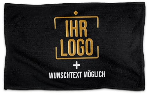 Print Royal PR Personalisiertes Gäste-Handtuch mit Logo & Wunschtext - Handtuch mit Firmenlogo Bedrucken, Werbegeschenke, Verein, Abschiedsgeschenk Kollegen | Fotohandtuch, 50 x 30 cm Querformat