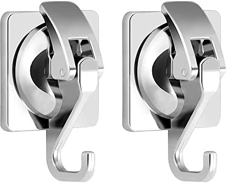 2 Pack Suction Hooks for Bathroom 5KG Heavy Duty Vacuum Suction Cup Hooks for Kitchen Window Glass Door Shower Tile Sucker Hooks Removable No Drilling Wall Hangers for Tea Towel Coats Robe - Silver