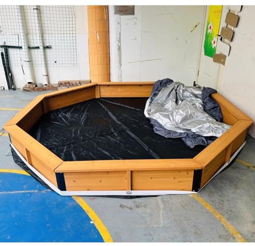 GKPSSURV Achteckiger Sandkasten mit Abdeckplane für Das Spielen Im Freien, Großer Sandkasten Aus Holz, Eckenschutz-Design, Außen Eingezäunter Sandkasten(200x200cm)