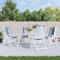 Homgoday Hochlehner Auflage 4 Stück weiß und blau Oxford Stoff Gartenstuhlkissen Sitzkissen Gartenpolster Kissen für Sofa und Gartenbank