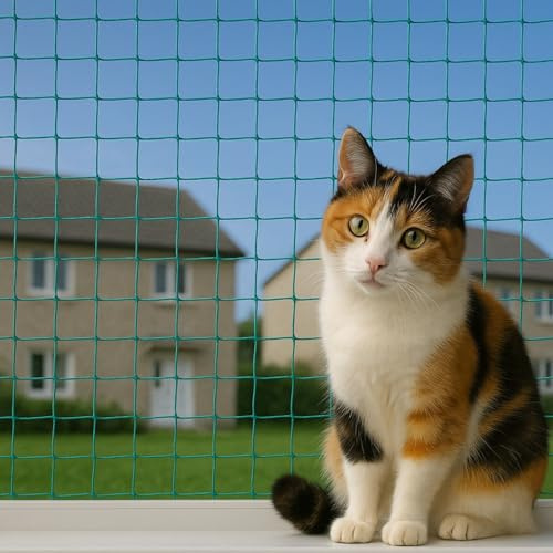 Awotex Katzennetz I 3,5 m x 7 m I Katzenschutz für Balkon mit 45 x 45 mm Maschenweite I extrem reißfestes & langlebiges Balkonnetz für Katzen mit 4 mm Materialstärke & 9 mm Randstärke