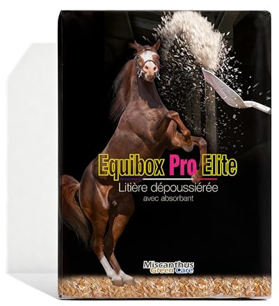 Générique Equibox Pro Elite® - Litière Granulés de Roseau Miscanthus pour Chevaux, Naturelle, 100% Végétale, Biodégradable, 125 litres (Palette 18 Sacs)