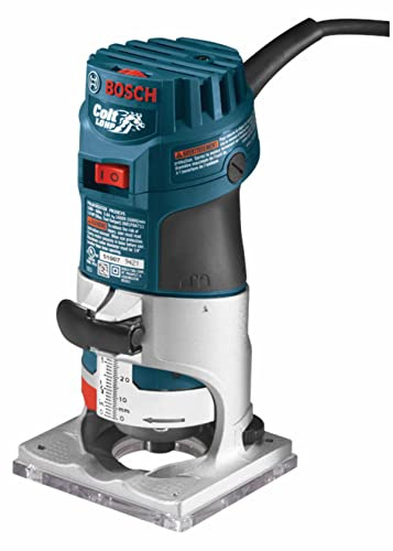 BOSCH PR20EVS Colt 1.0 HP Variable-Speed Palm Router - 5.6 Amp Motor, Soft Start, Constant ResponsCircuitry, Ergonomic Grip, Rugged Aluminum Base, Fixed, Quick-Clamp System, 1/4 Collet