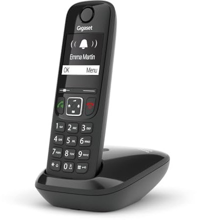 Gigaset AS690 - Teléfono DECT inalámbrico - Gran Pantalla Gráfica - Calidad de audio superior - Perfiles de sonido ajustables - Manos libres - Función no molestar, Color Negro [Versión Española]