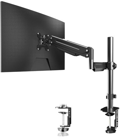 Pholiten Monitor Halterung für 13-32 Zoll LCD LED Bildschirm Hält 3-6 kg, Gasdruckfeder Einarmig Monitor Arm 360° Drehbar, Neigbar, Vesa 75/100