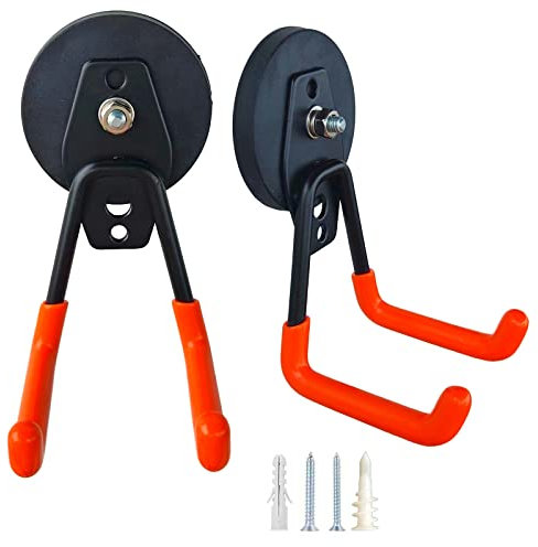 Magnetische Haken, 2 Stück, starke Garagen-Magnethaken für strapazierfähige, große Aufbewahrung, Besen, Gartenwerkzeug und zum Aufhängen im Innen- und Außenbereich