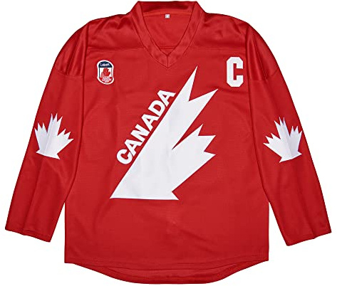 Youth 99 Gretzky Hockey Jersey 1991 Team Canada Ice Hockey Jersey Stitched (Small, Red)
