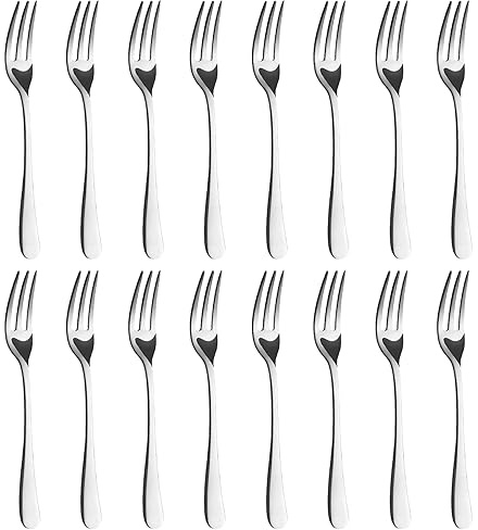 BEWOS 16 Stück Gabeln Set, Eisenhaltig Edelstahl Kuchengabeln Set, 5.55 Zoll Gabel, Spiegel Poliert, Silberwaren Dessertgabeln Für Jeden Veranstaltungsort, Spülmaschinenfest