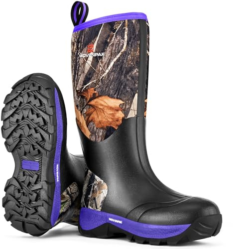 WOVENPAK - Botas de goma impermeables para mujer, botas de lluvia para el trabajo, jardín, botas de barro aisladas de neopreno para todas las estaciones, para caza, jardinería, agricultura, talla
