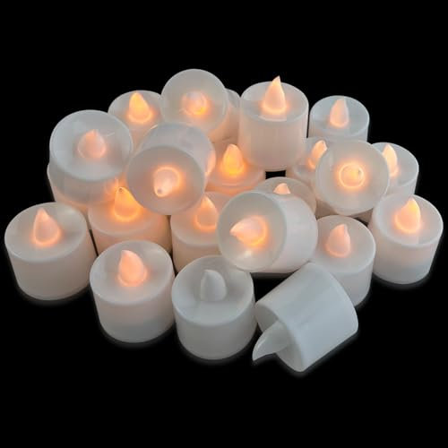 Diompirux 24 Candele LED, luci a LED realistiche e luminose, funzionamento a batteria, Candele Flickering Flameless, con una calda luce gialla, per La Decorazione,Festa,Vacanze, picnic