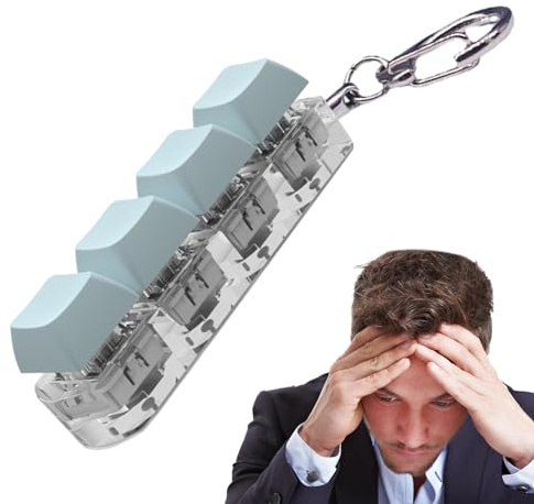 Veeteah Bouton du Clavier Fidget Toy | Jouet Anti-Stress avec Clavier à 4 Touches pour Adultes | Clavier Fidget Porte-clés Clip | Bouton Fidget du Clavier mécanique