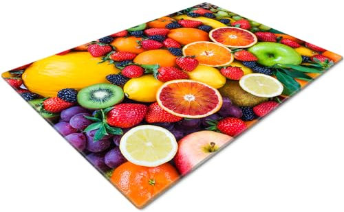 Glass Chopping Board | Worktop Saver for Kitchen | Cutting Board Non Slip | Small Size | Arrangement of Fruit
