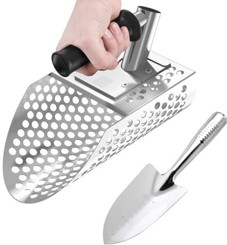 TRVL FIELDER Pala de Arena para la detección de Metales en la Playa, Detector de Metales Pesado, Pala con Pala, Herramienta de detección de Metales de Acero Inoxidable, Pala de Acero Inoxidable