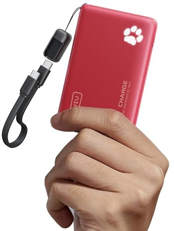 INIU Power Bank, Pequeño 45W Carga Rápida 10000mAh Bateria Externa con Cable USB C Desmontable, Apto para Avión, Esenciales de Viaje, Bateria Portatil para iPhone 17 16 Pro, Samsung, Xiaomi, Rojo