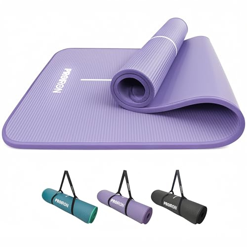 PROIRON Tapis de Yoga Epais 10MM, Antidérapant Tapis d'exercice Fitness, Tapis de Gymnastique pour Yoga Pilates Gym Exercices Sport Camping Voyage, en Mousse NBR/respecte la Peau, Violet Clair
